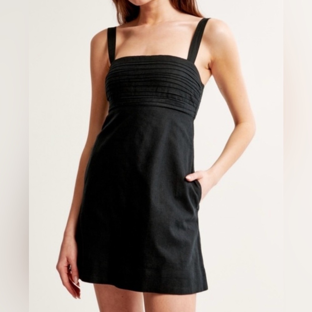 Abercrombie & Fitch Emerson Linen-blend Skort Dress, Black, Small